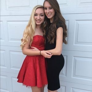 Red Strapless Cocktail Dress